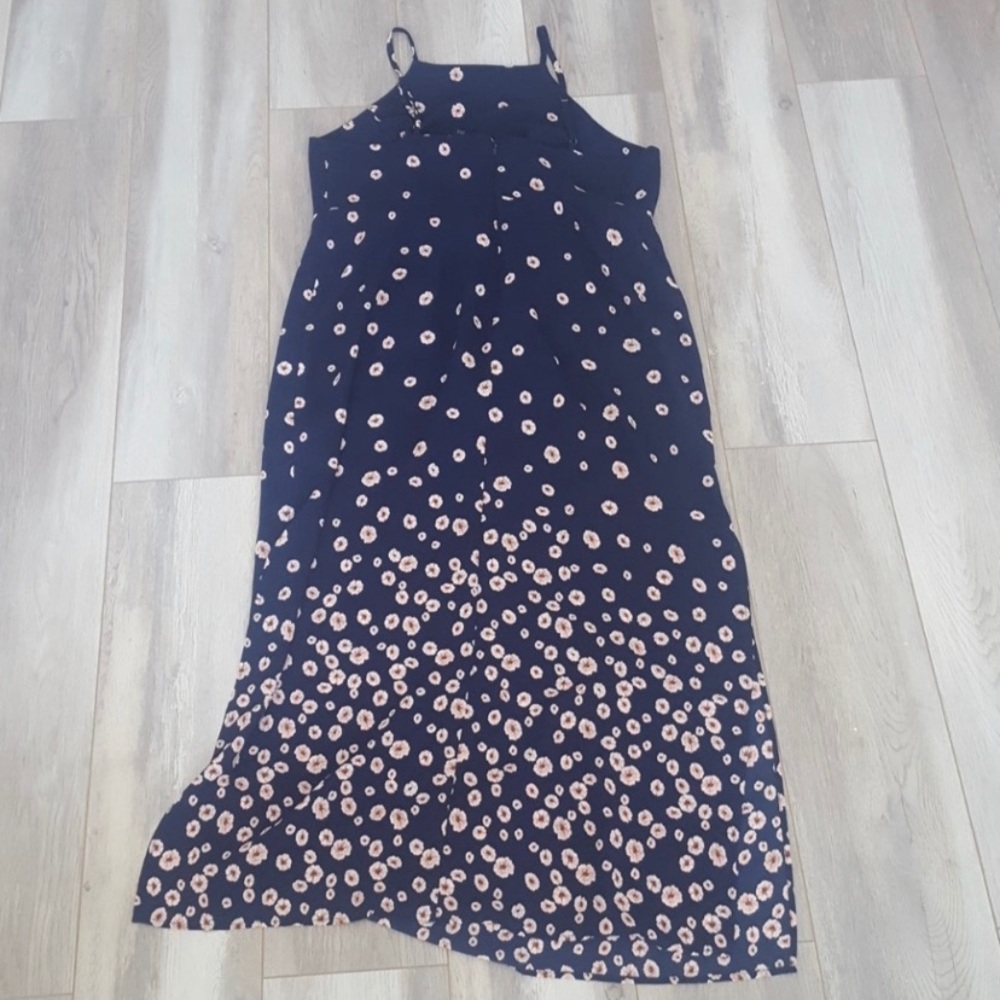Navy Maxi with flower cascading detail